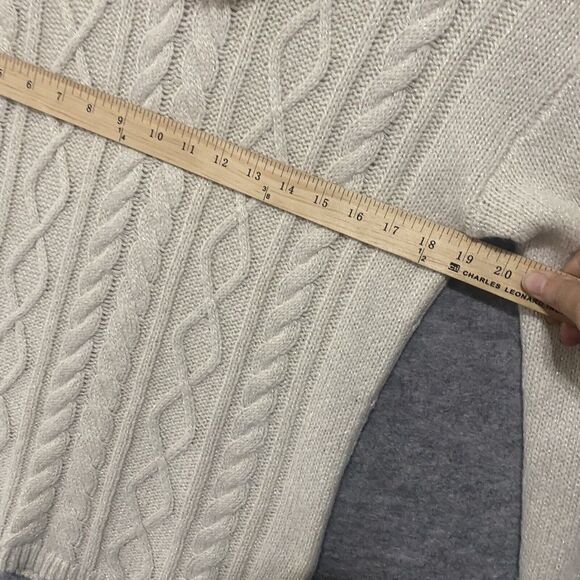 Talbots Alpaca Wool Blend Cable Knit‎ Sweater Sz M Cream Metallic Cowl Neck NOTE - Picture 8 of 9